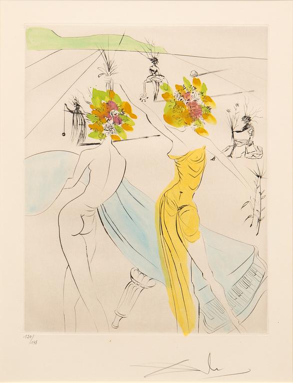 Salvador Dalí, "Femme-fleurs au piano" ur mappen "Hippies".