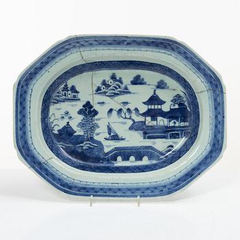 A blue and white tureen with cover and stand, China, Jiaqing (1796-1820).