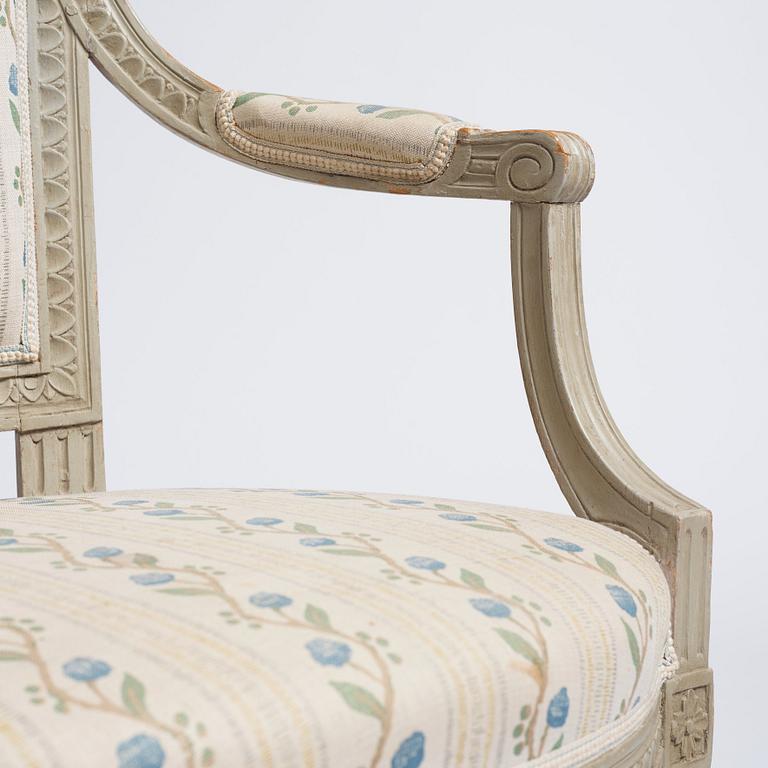 A pair of matched late Gustavian armchairs by E Ståhl.