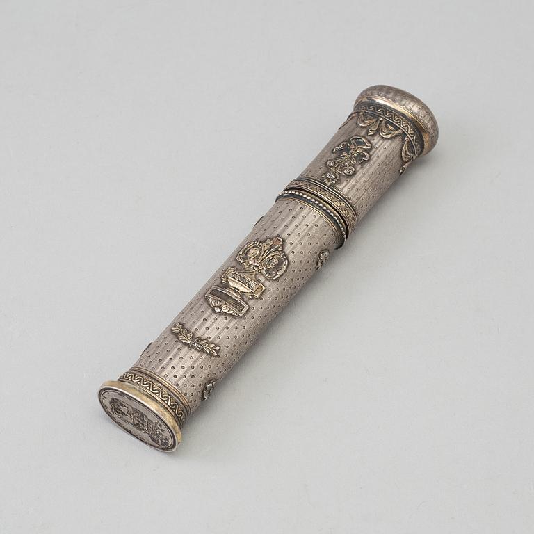 FODRAL för SIGILLVAX, silver, Louis XVI-stil, mästarstämpel EG,  Frankrike, efter 1838.