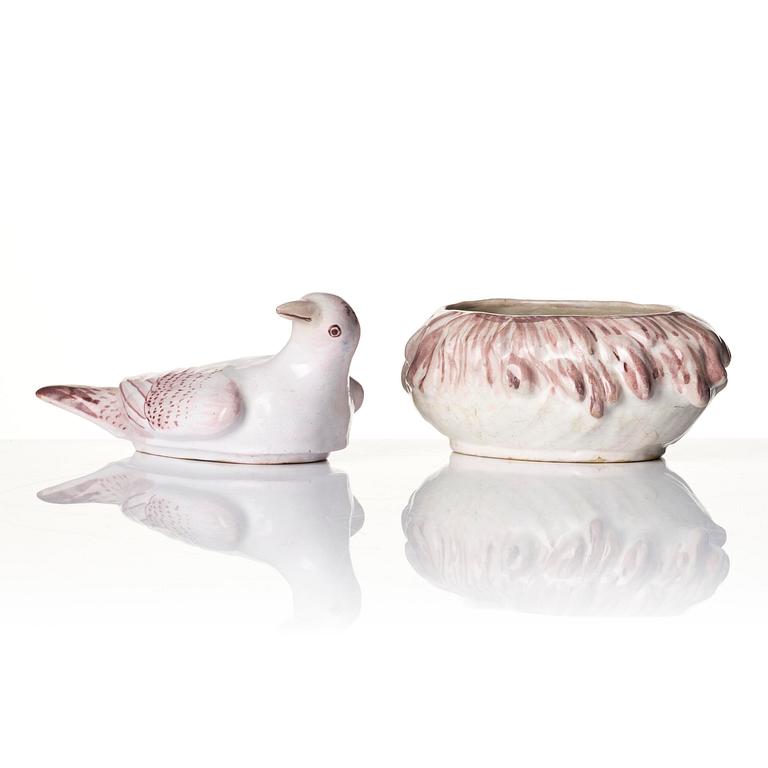 A Swedish Marieberg faience butter tureen, 18th century.
