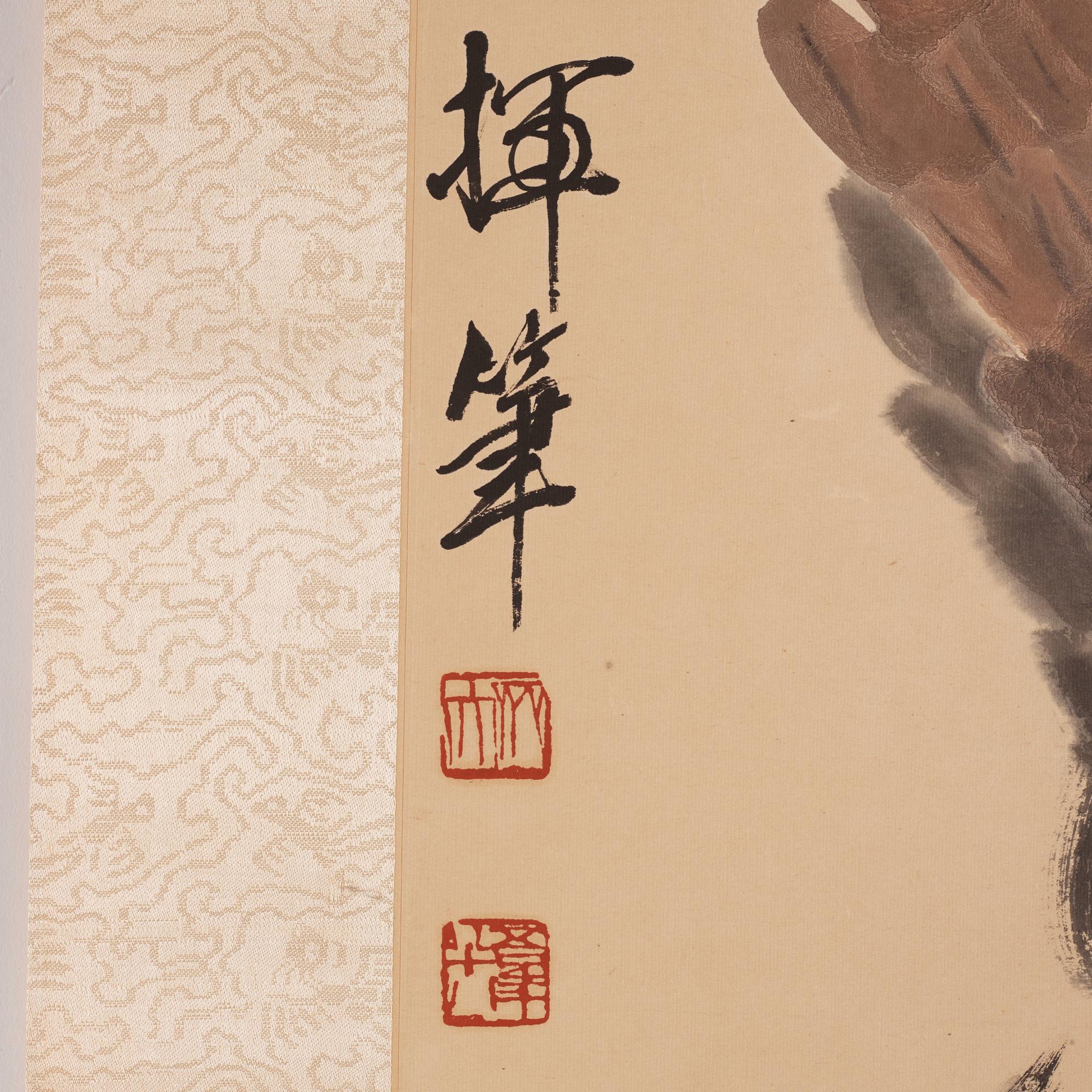 Rullmålning, färg och tusch på papper. Efter Qi Baishi (1864-1957).