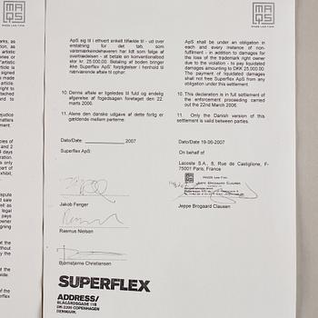 Superflex (Jakob Fenger, Rasmus Nielsen, Bjørnstjerne Christiansen), ”Supercopy/Lacoste/Light Blue (Blackout)”, 2002-2007.