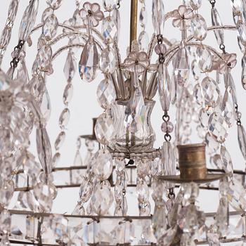 An Austro-Bohemian Louis XVI silvered brass six-branch chandelier, late 18th century.