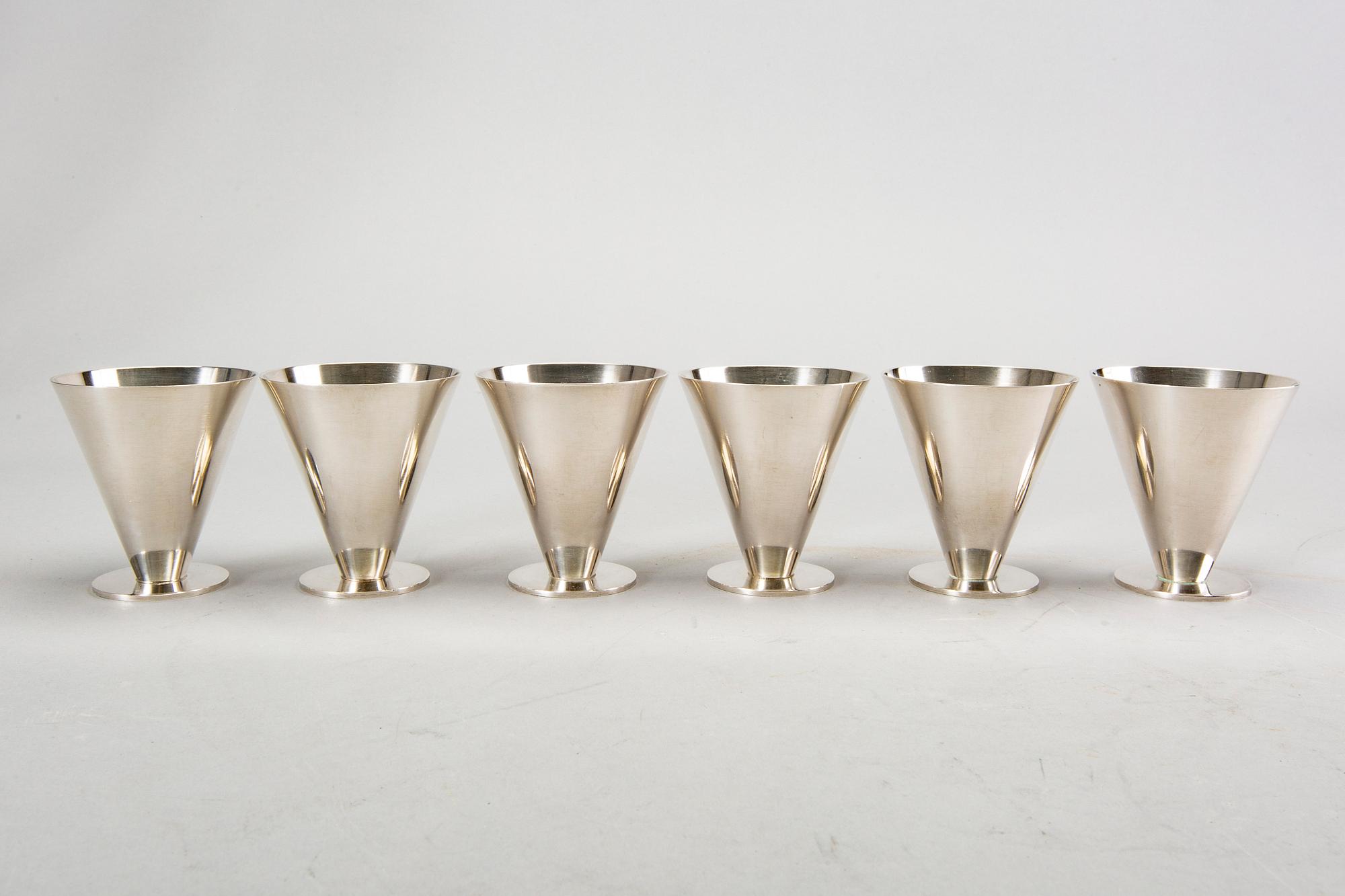 Wiwen Nilsson, six silver cocktail cups, Lund 1974.