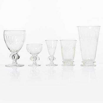 Gunnar Gruno Håkansson, a 45 pieces glass service, "Uarda skeppet", Johansfors Glasbruk, Sweden.