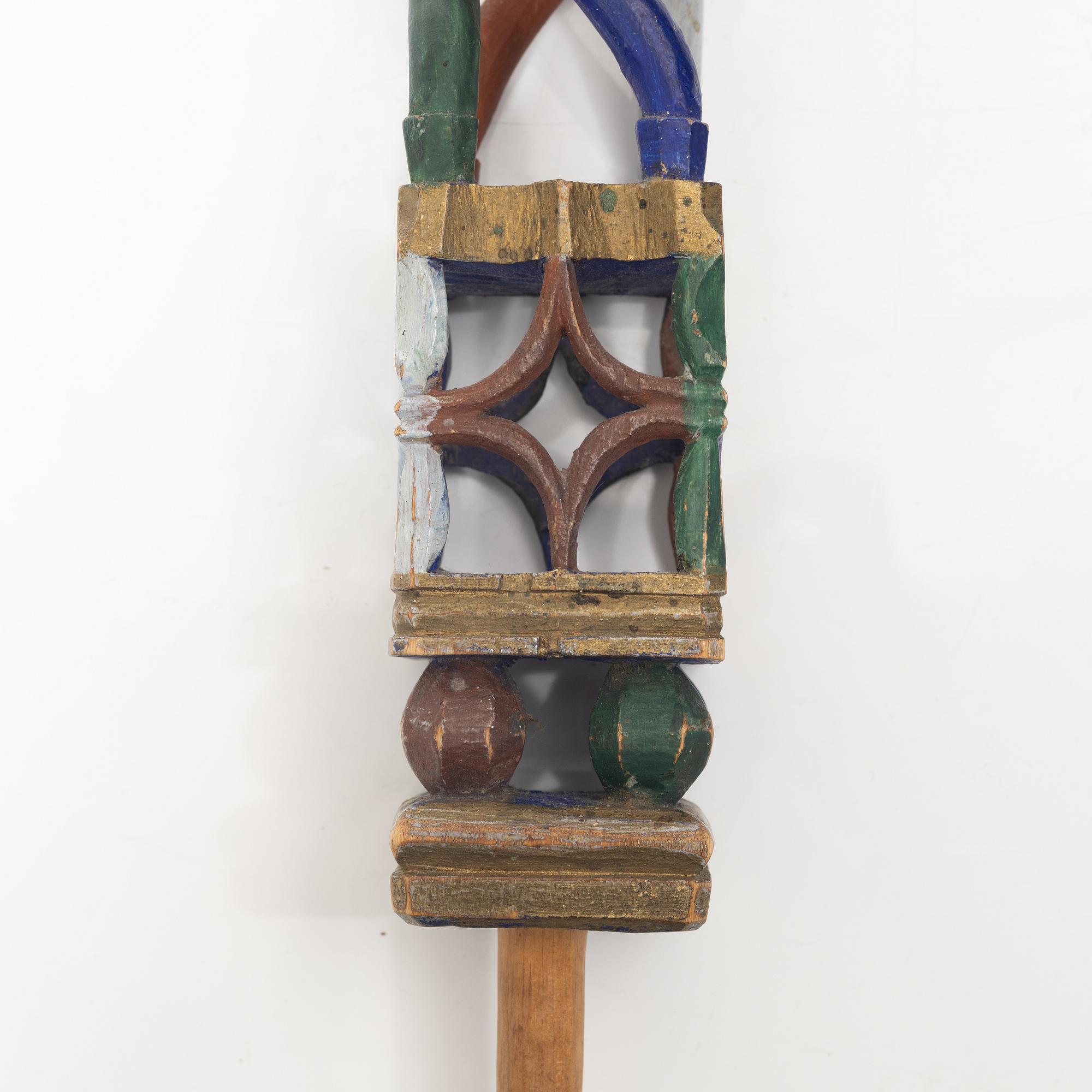 Two spinning wheel tops., folk art, 18th/19th century.