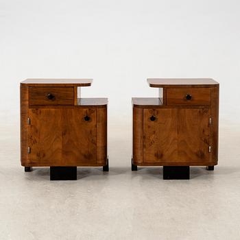 Bedside tables, a pair, Art Deco style, late 20th century.