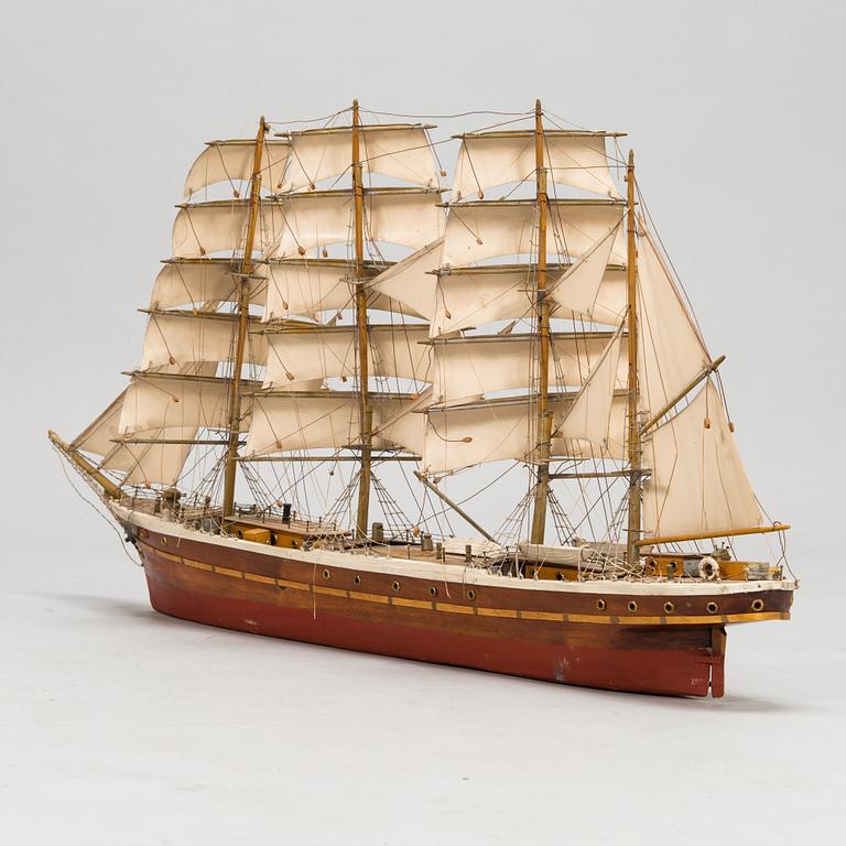 Model ship, a mid-20th century four-masted barque,