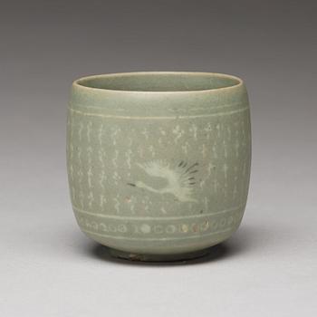 A celadon glazed crane cup, Korea, Koryo dynasty, 12th/13th Century.