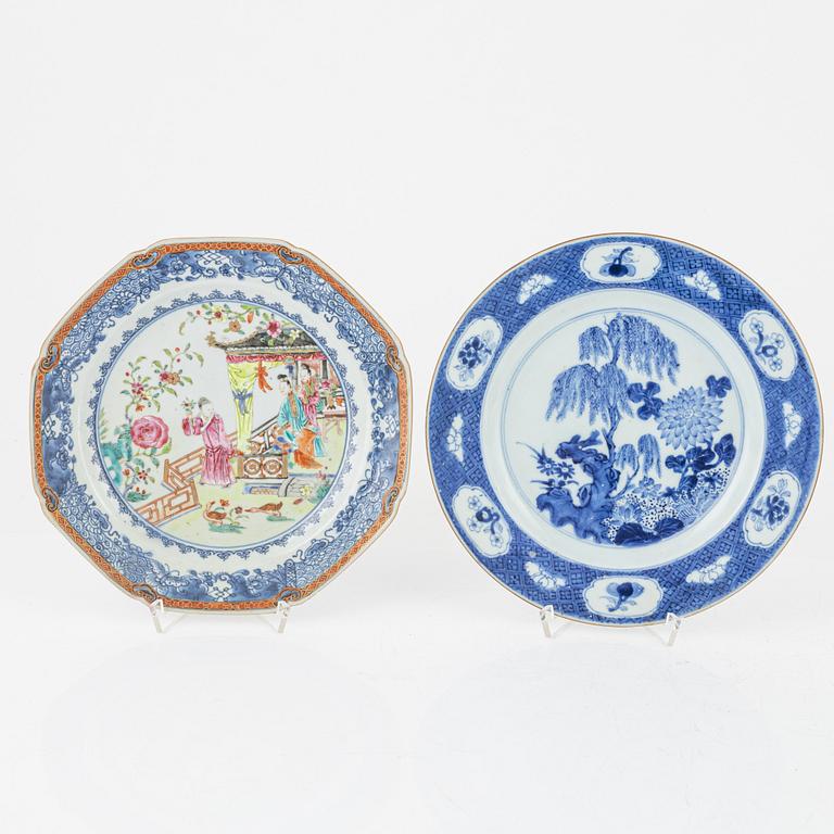 A group of Chinese Export porcelain, Qing dynasty, 18th Century and the jar with cover, late Qing dynasty.