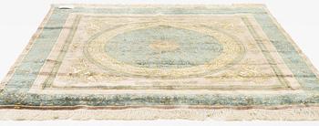 A silk rug, oriental, ca 163 x 166 cm.