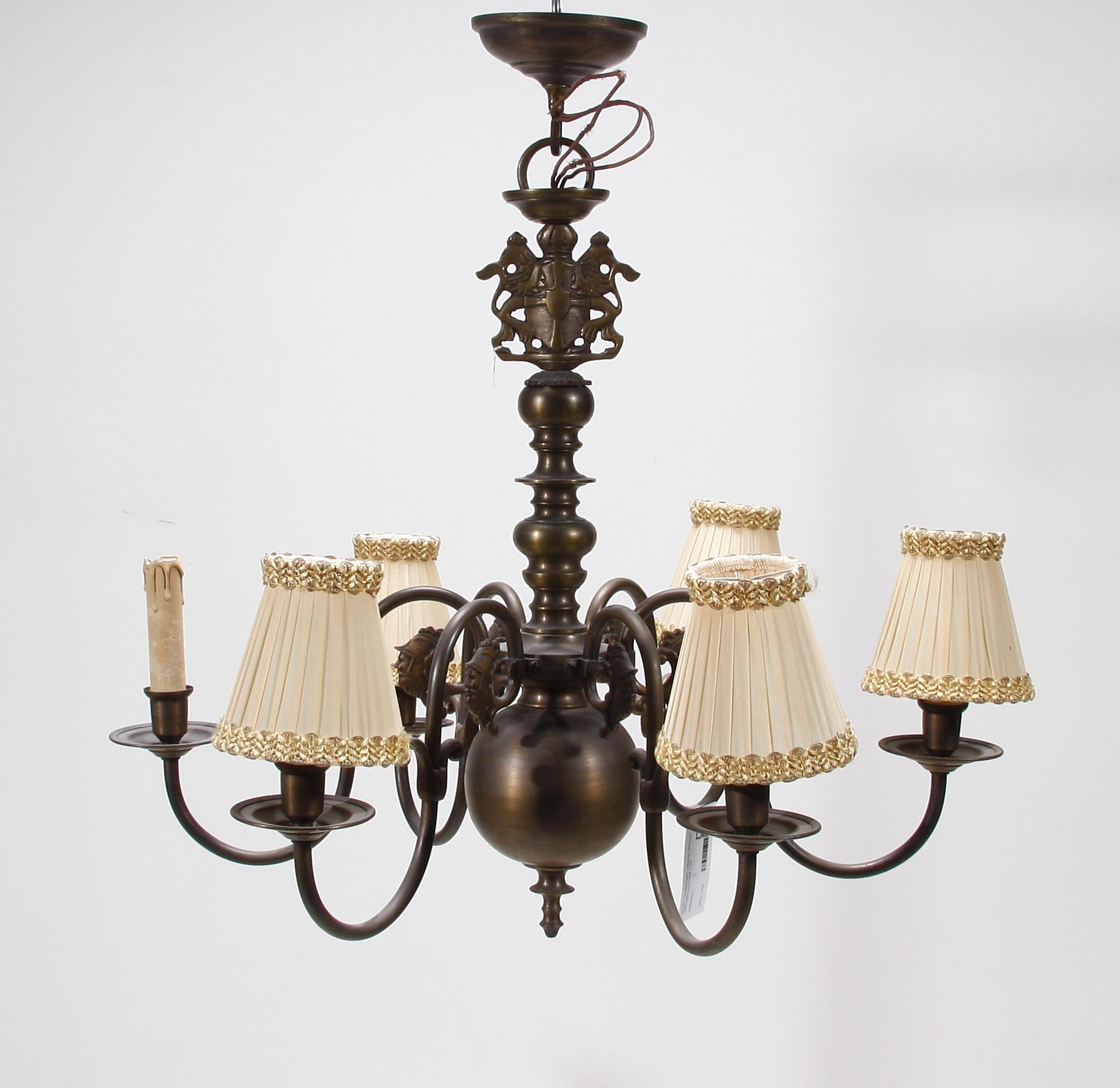 LJUSKRONA, mässing, barockstil, 1900-talets andra hälft, h 66.