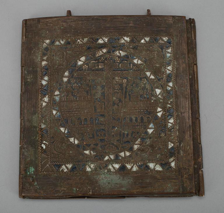 IKON, delvis emaljerad brons, Ryssland, 1800-tal.