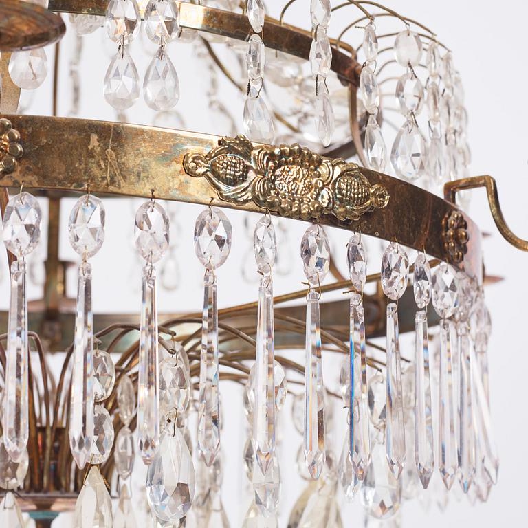 A pair of late Gustavian seven-light chandeliers, early 19th century.