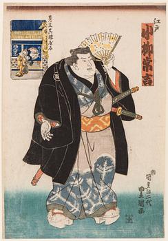 UTAGAWA KUNISADA, även kallad Toyokuni III (1786-1864). färgträsnitt. Japan, omkring 1840. "Koyanagi".