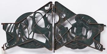 Swedish Modern, a pair of lacquered iron gates, mid 20th C.