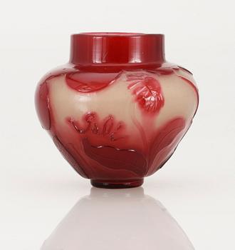 An art nouveau Emile Gallé cameo glass vase, Nancy, France.