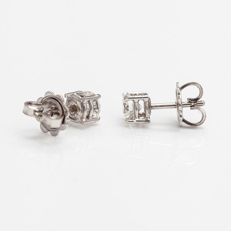 Örhängen, 18K vitguld, diamanter ca 1.04 ct tot. Med HDR Antwerp certifikat.