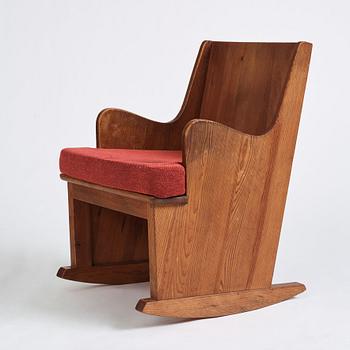 Axel Einar Hjorth, a stained pine 'Lovö' rocking chair, Nordiska Kompaniet 1930s.