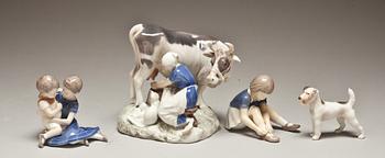 FIGURINER, 4 st, porslin, Bing & Gröndahl. Bl a Axel Locher. 1900-talets andra hälft.