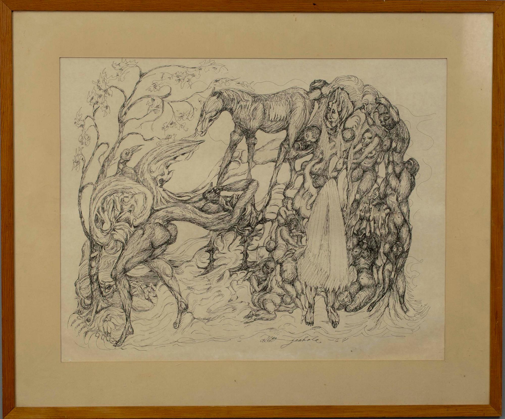 ALPO JAAKOLA, teckning, sign. och dat. -64.