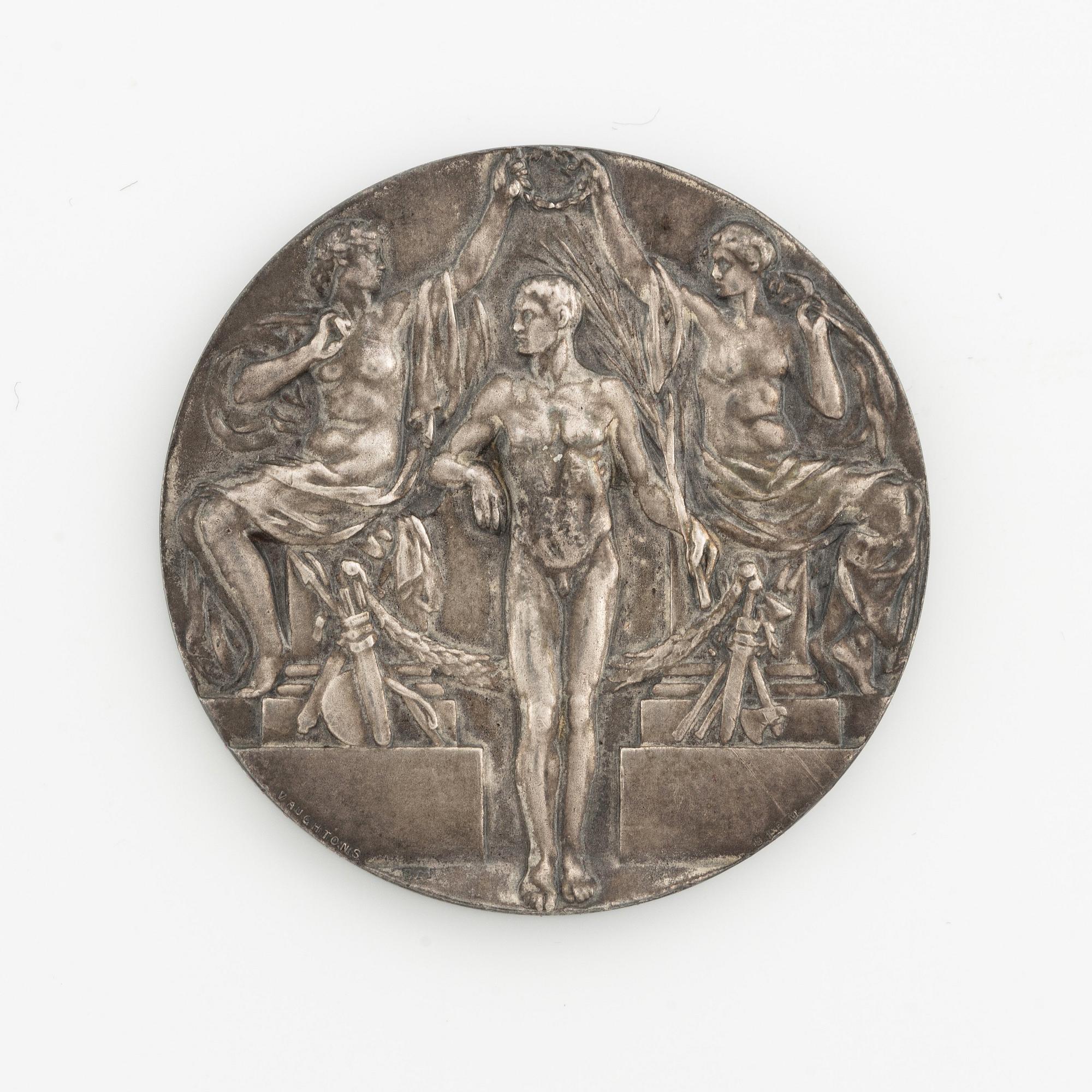 An olympic silver medal from the 1912 Summer Olympics in Stockholm, Sweden.
