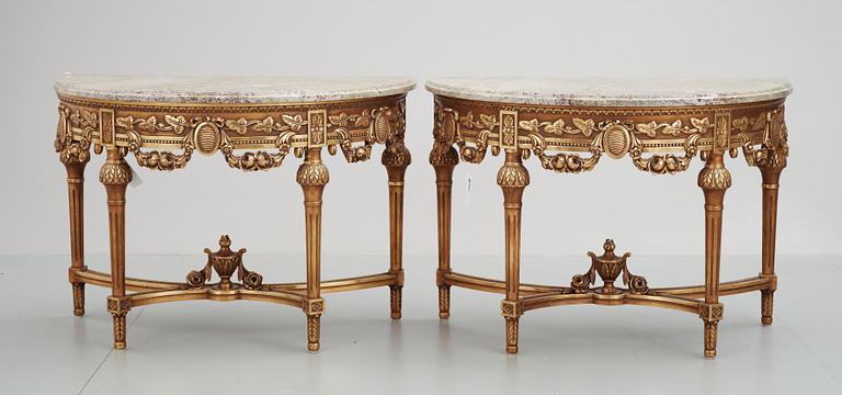 KONSOLLBORD, ett par, gustaviansk stil, Nordiska Kompaniet.