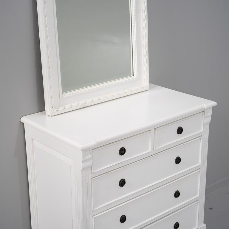 Chest of drawers and mirror, Gustavian style, Geromar.