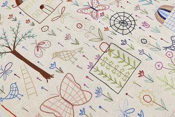 An embroided flat weave carpet, circa 235 x 173 cm.