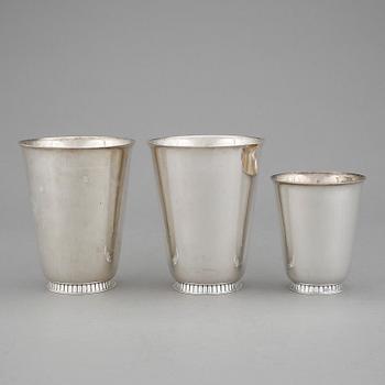 BÄGARE, 3 st, silver, GAB, Stockholm, 1963. Vikt ca 362g.