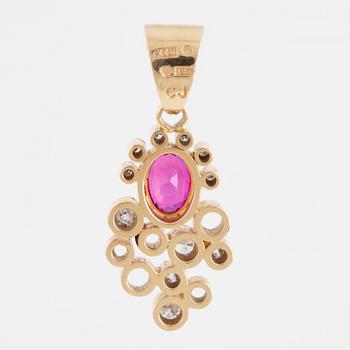 CECILIA JOHANSSON, Hänge, 18K guld, rubin och gammalslipade och åttkantslipade diamanter.