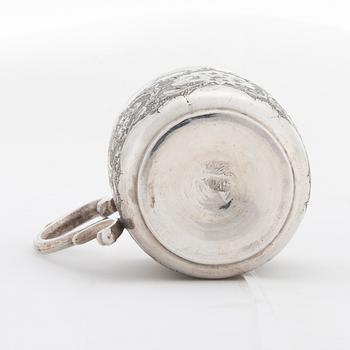 MOCCAKOPPAR, 6 st, silver, orientaliska, bär finska kontrollstämplar Suomen Kellosepät, Helsingfors 1953. Vikt ca 570 g.