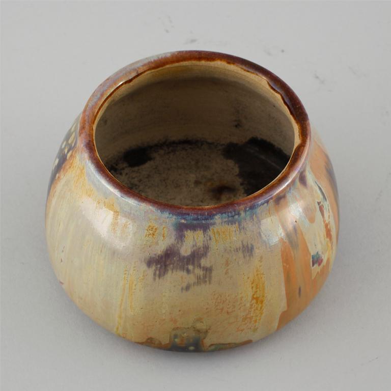 A signed ceramic bowl by Clement Massier, Golfe Juan, first half of the 20th century.