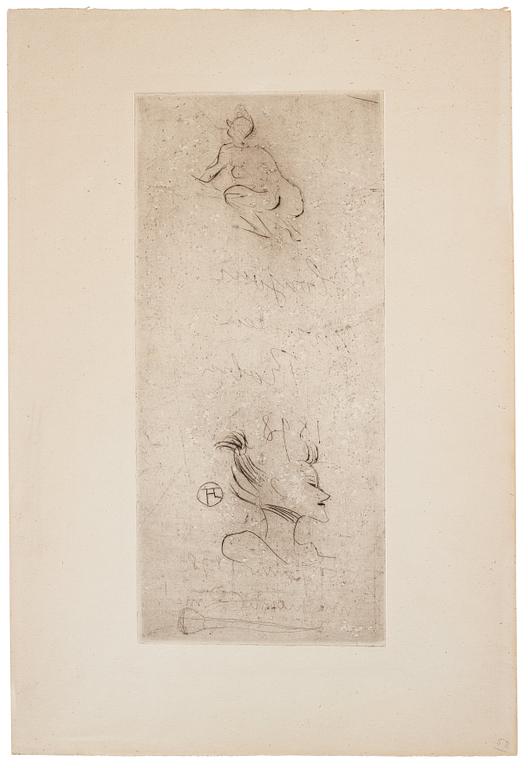 Henri de Toulouse-Lautrec, dry point etching, signed in the plate, 1898.