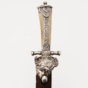 A Danish 18th Century silver-mounted hunting dagger.