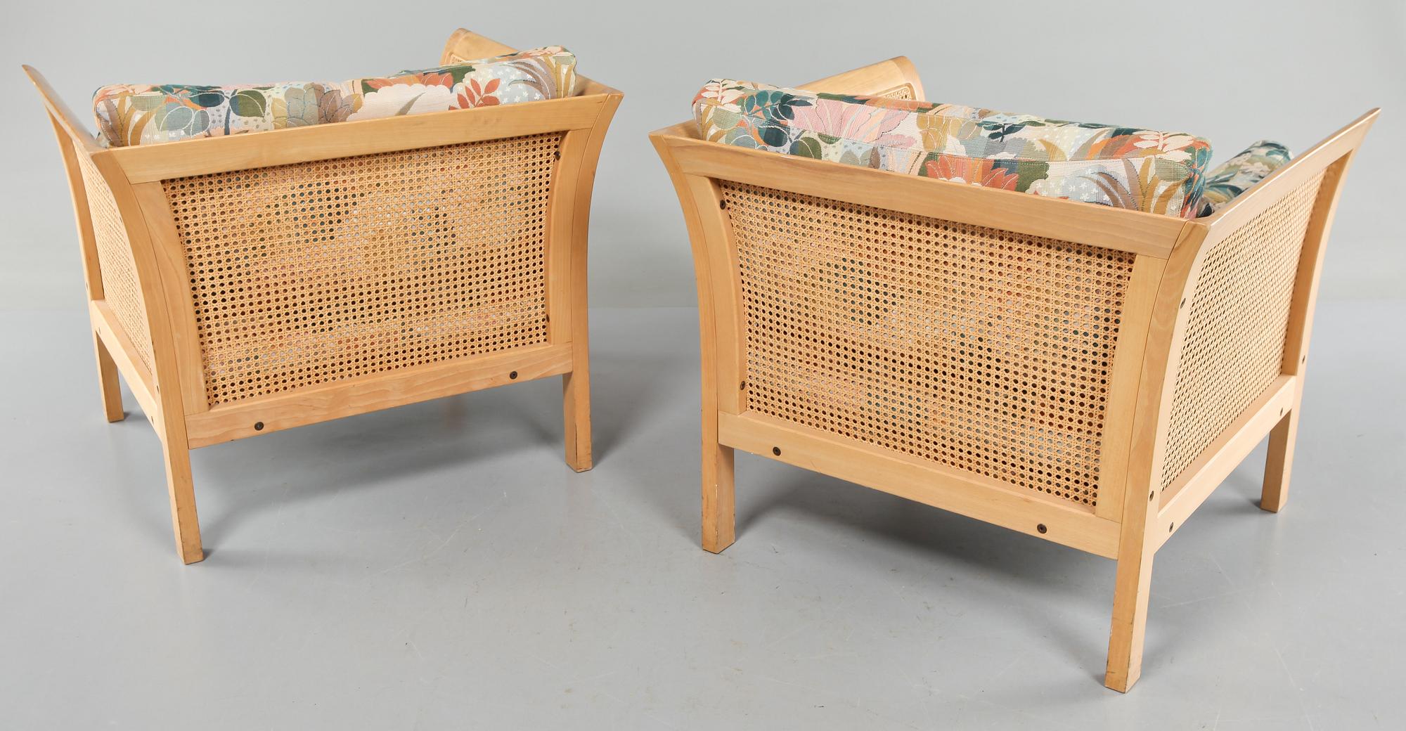 FÅTÖLJER, ett par, "Rotang", Arne Norell, 1900-talets andra hälft.