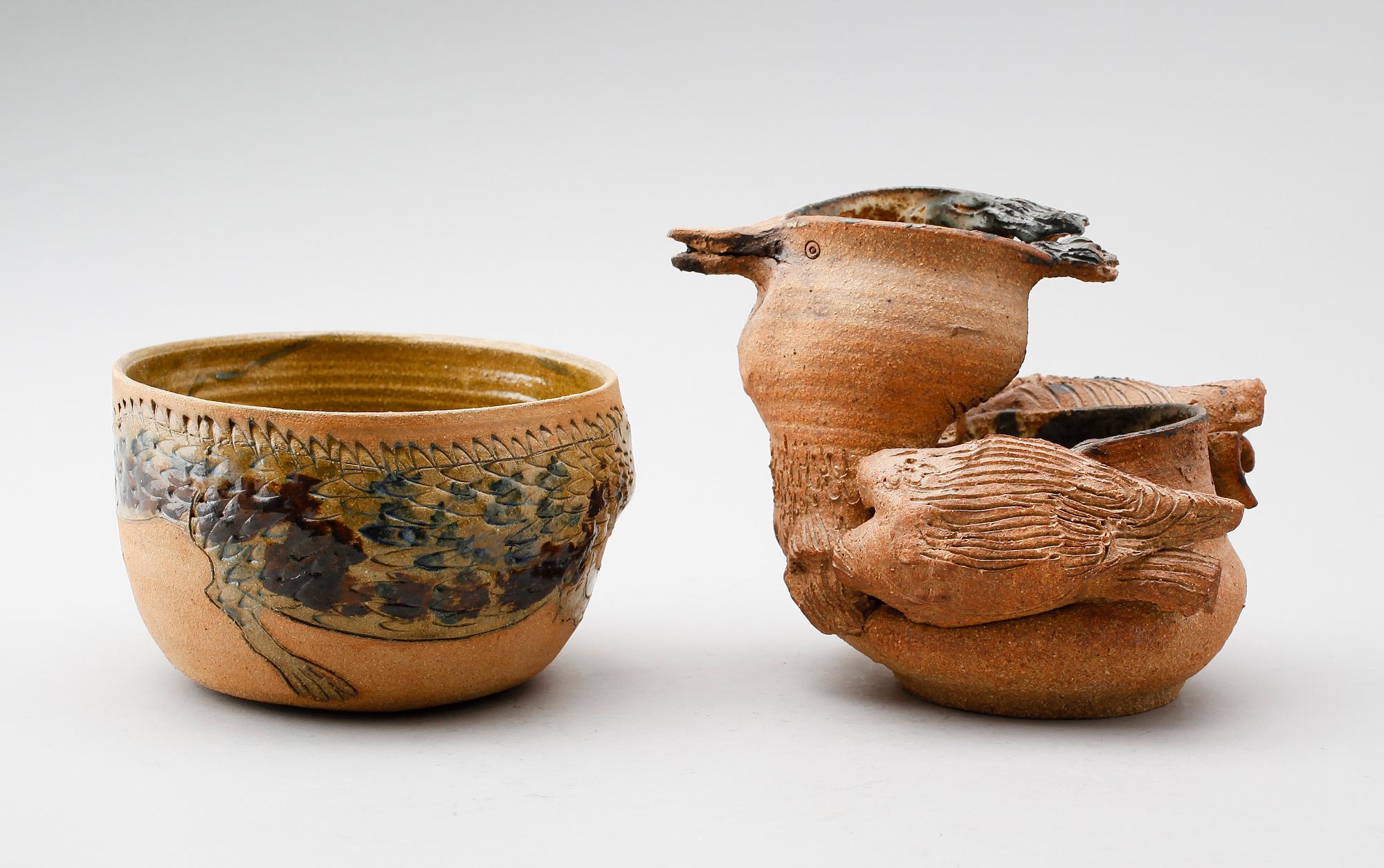 SKÅLAR, 2 st, keramik, Amie Stålkrantz, 1900-talets andra hälft.