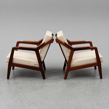 H Brockmann-Petersen, a pair of Danish teak easy chairs, 1950's/60's.