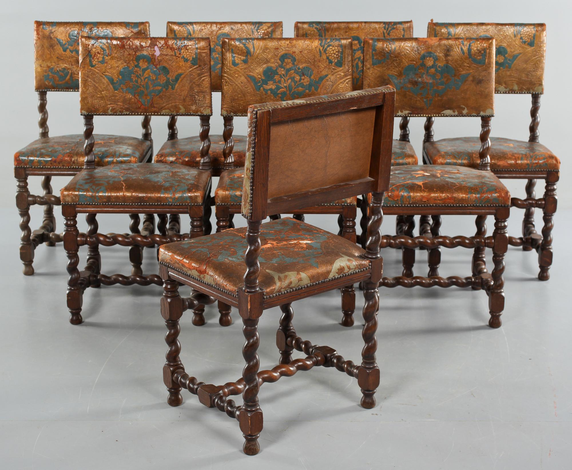 STOLAR, 8 st, barockstil, omkring år 1900.