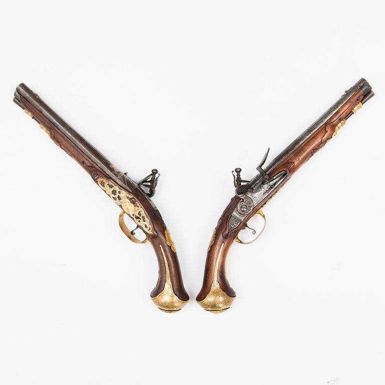 A pair of mid 18th Century German-Austrian flintlock pistols.