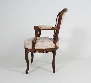 SALONGSMÖBLEMANG, 5 delar, rokokostil, 1900-talets mitt.