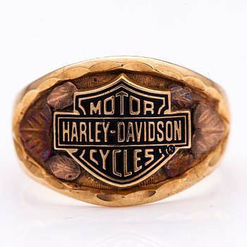 A 10K gold Harley-Davidson ring.