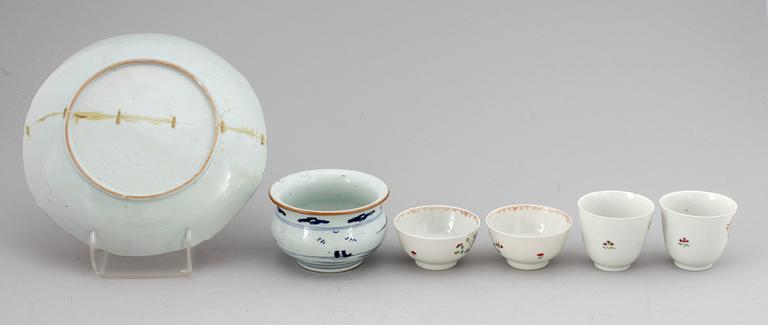 PARTI KINAPORSLIN, 6 delar, porslin, mest Qianlong. Kina 1700-1800-tal.