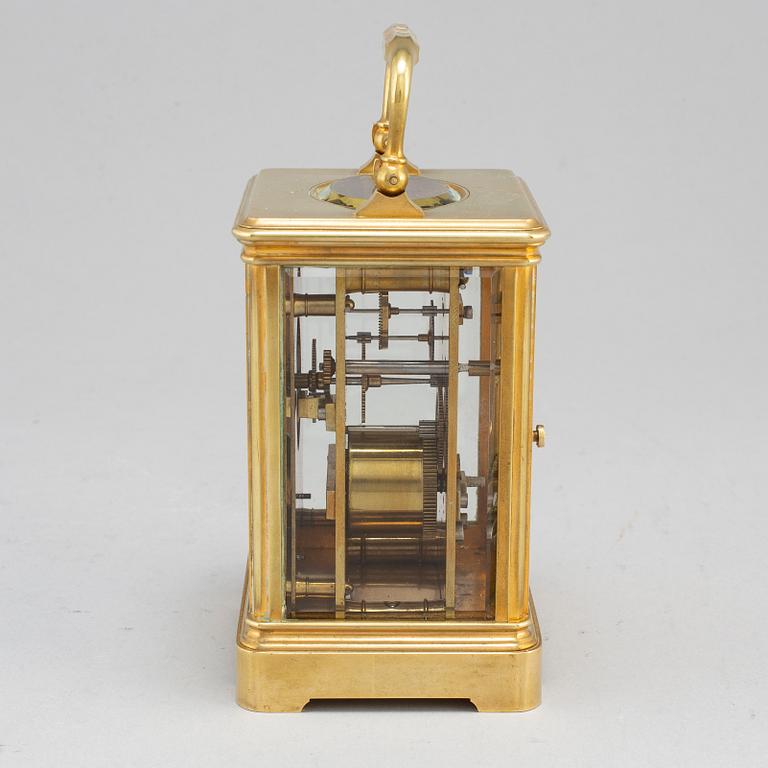 An end of the 20th century brass carriage clock by J W Benson, London.