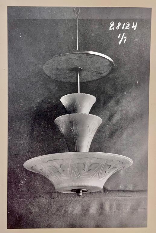 Edward Hald, & Erik Tidstrand, a ceiling lamp, Orrefors & Nordiska Kompaniet, 1920s-30s.