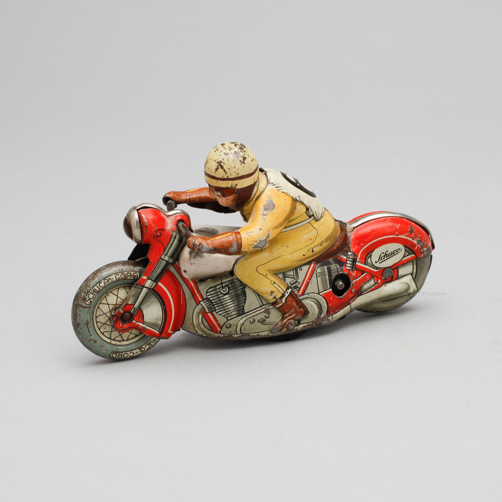 MOTORCYKEL, plåt, "Charly 1005", Schuco, Tyskland, omkring 1950.