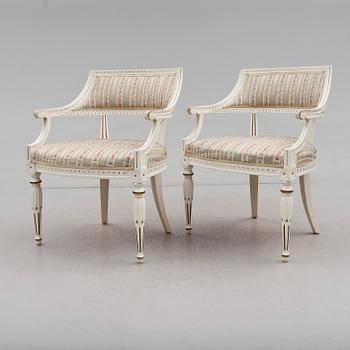 KARMSTOLAR, 1 par, gustaviansk stil, omkring år 1900.