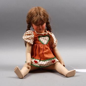 DOCKA, papier maché och textil, 1900-tal.