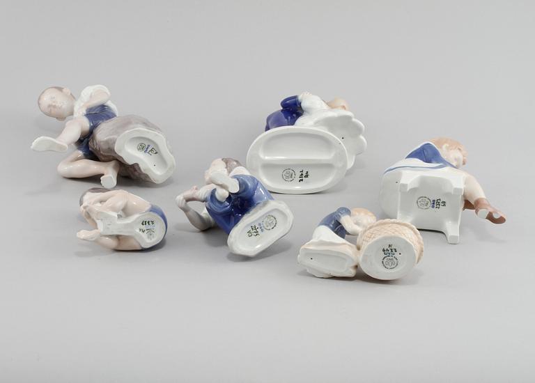 FIGURINER, 6 st, porslin, Bing & Gröndahl, 1900-talets andra hälft.